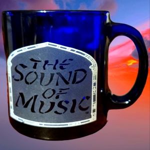 Vtg The Sound Of Music Cobalt Blue Glass Souvenir Coffee Tea Hot Cocoa Mug USA